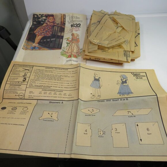 Little Vogue 1632 Clothing Pattern Sun Dress, Bloomers, Scarf complete - Picture 5 of 8